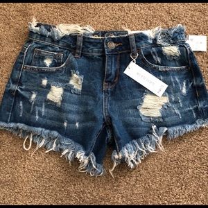 Distressed high waisted shorts